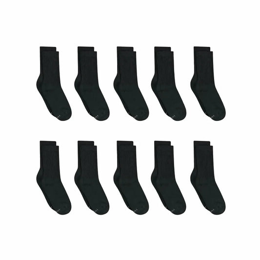 Hanes Women's Athletic Crew Socks, Full Sole Cushion, 10-Pairs Black 5-9