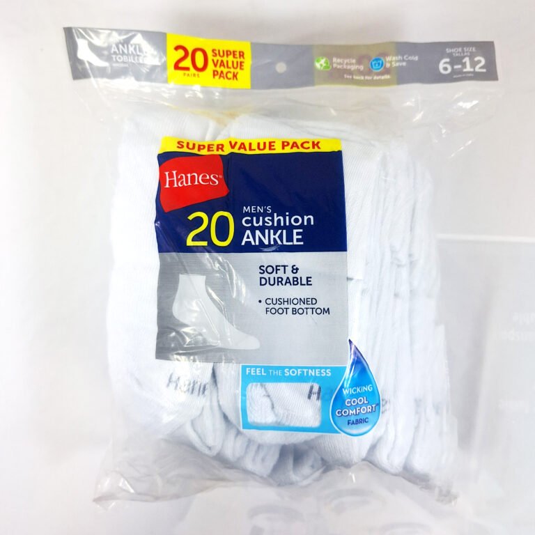 Hanes Men's Cushion Ankle Super Value Socks 20-Pack