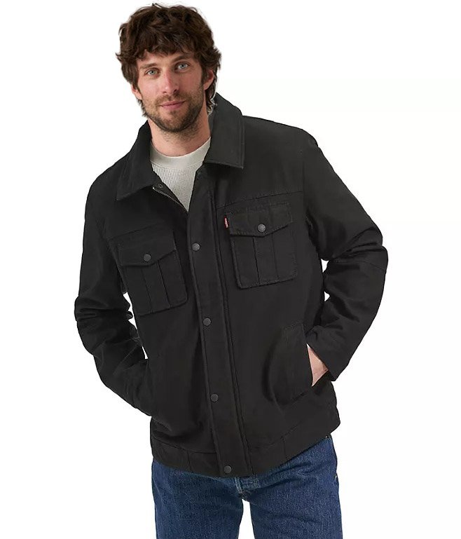 Levi's Men's Cotton Jacket, Black, Brown
