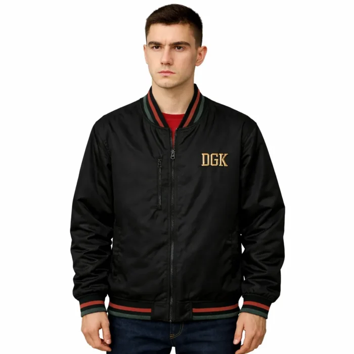 DGK Prime Black Bomber Jacket Men Size M