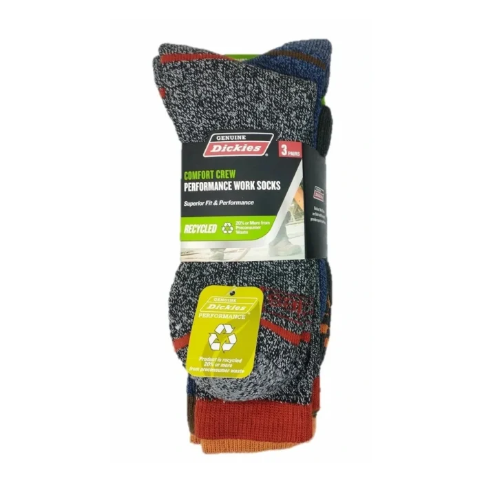 Dickies Men's Comfort Crew Performance Work Socks 3-pair