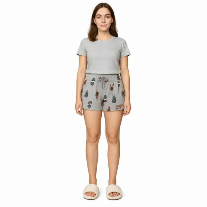 Gilly Hicks Sleep Happy Set Dogs Pugs Gray Size L