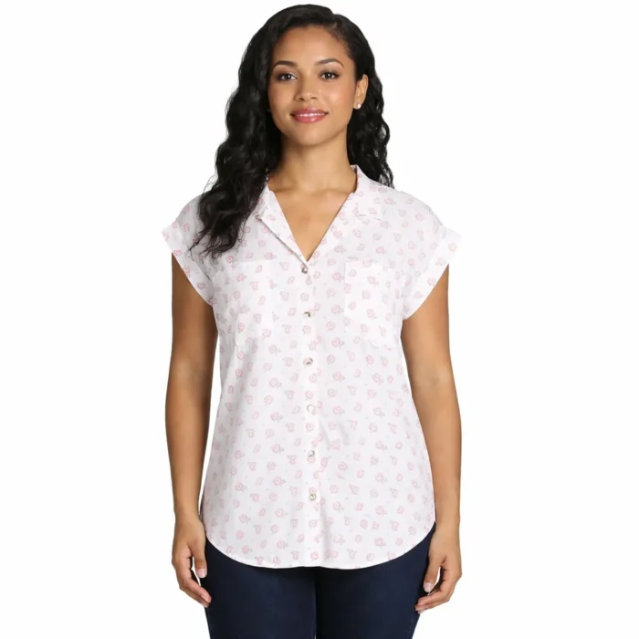 Jachs Girlfriend Ladies' Size Large Short Sleeve Blouse, White