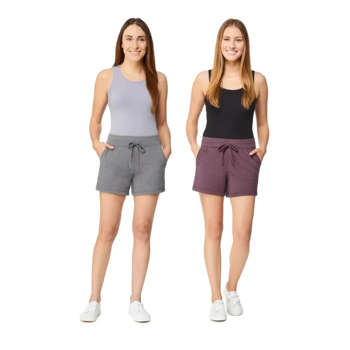 32 Degrees women's pull-on short charcol/puple 2-pack