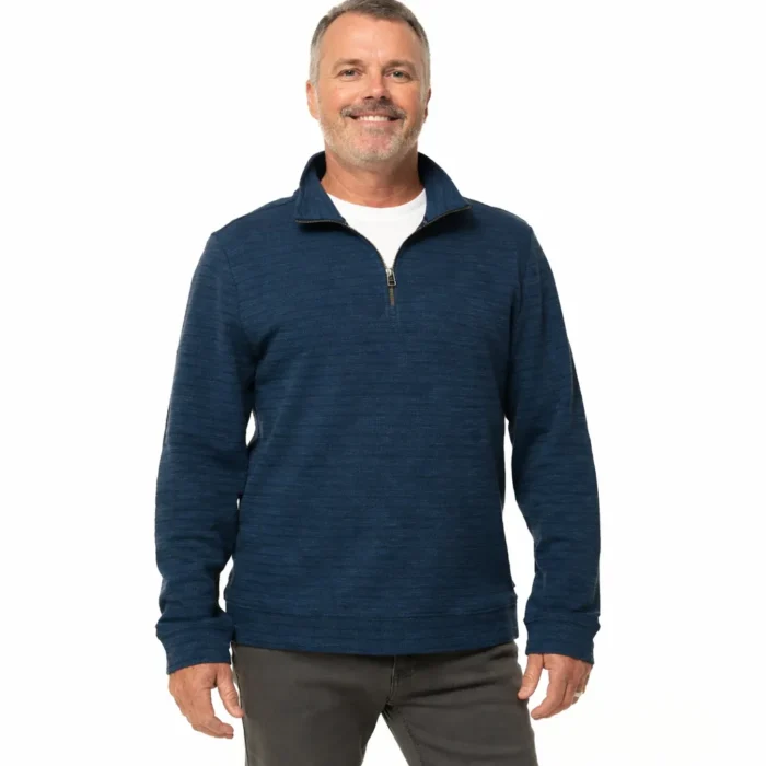 Dockers Men’s Quarter Zip – Classic Style, Everyday Comfort BLUE Sz M