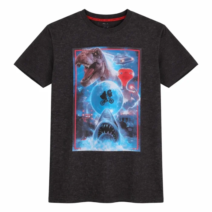 Adult Universal Studio Jaws ET Back To Future Jurassic Park Black T Shirt S-XL