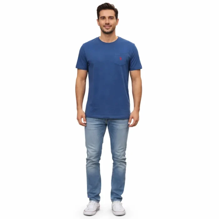 u.s. polo assn. Men's Short Sleeve T-Shirt Pocker Crew Tee Blue Size M