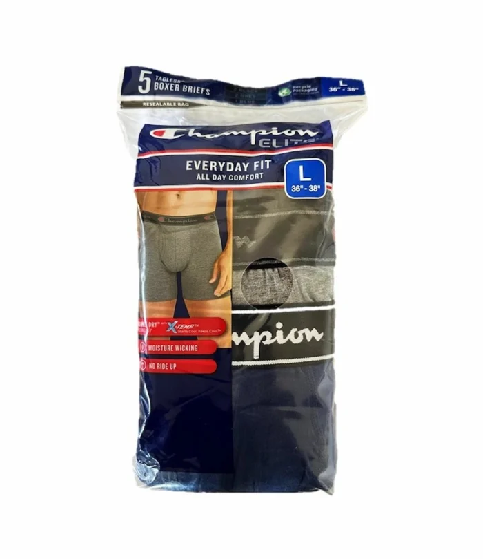 Champion Men's Boxer Brief 5 Pack Sizes XL & 2XL