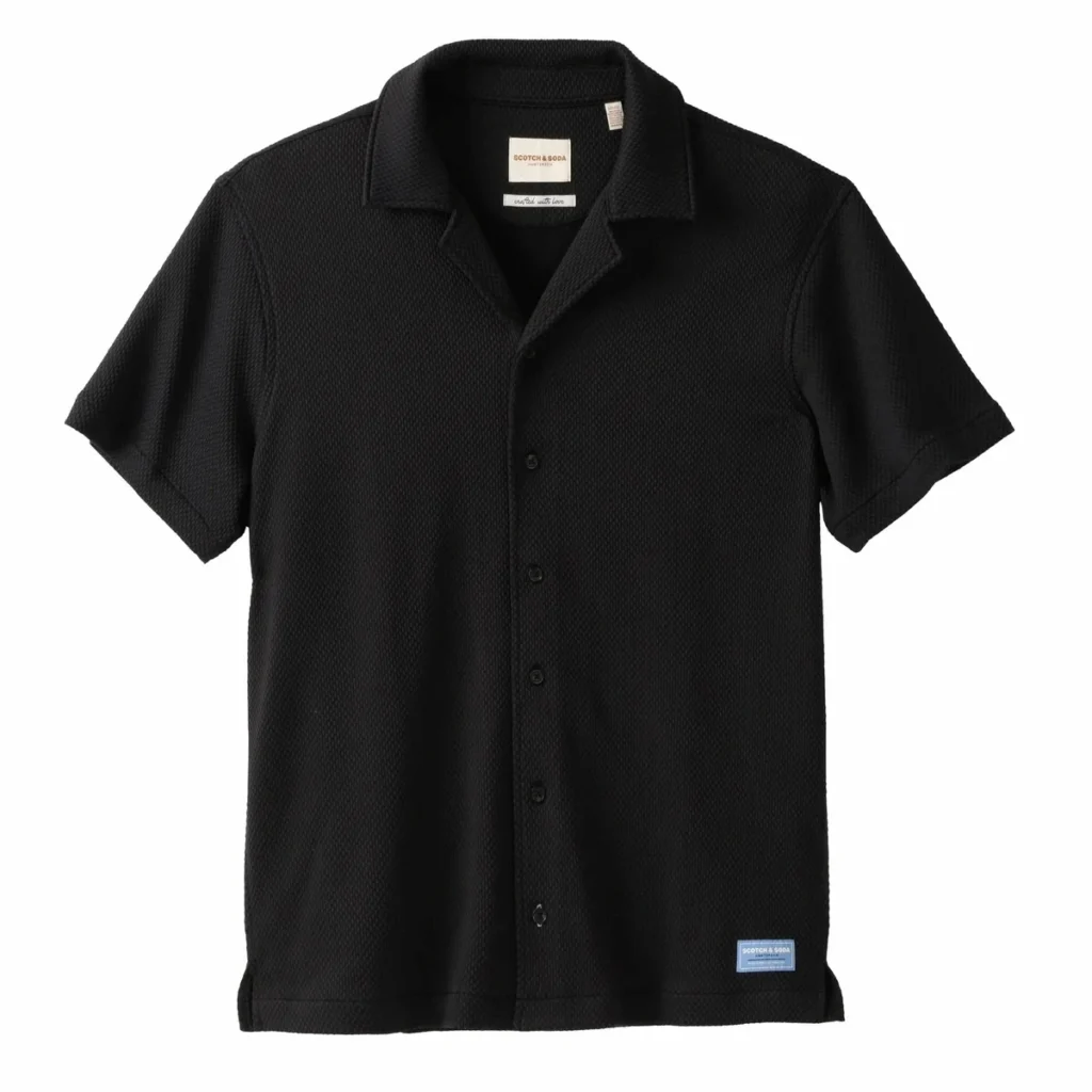 Scotch & Soda Men's Jersey Short Sleeve Button Up Shirt