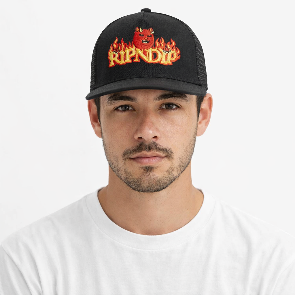 RIPNDIP Devil Work Trucker Hat Black One Size Snapback - Image 4