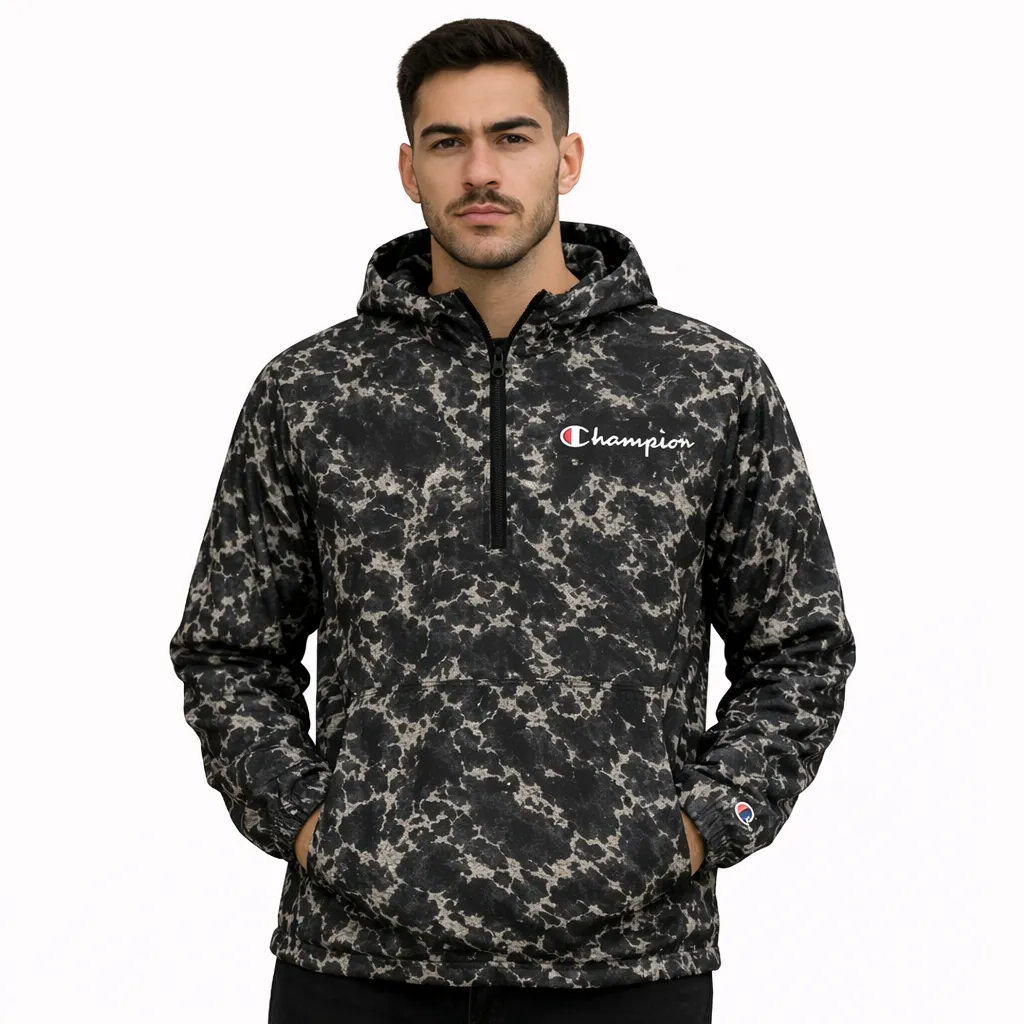 Mens Champion Hooded Windbreaker Jacket Camo - Image 1