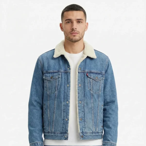 Levi's Trucker Jacket Mens Sherpa  Denim Standard Fit Button Front