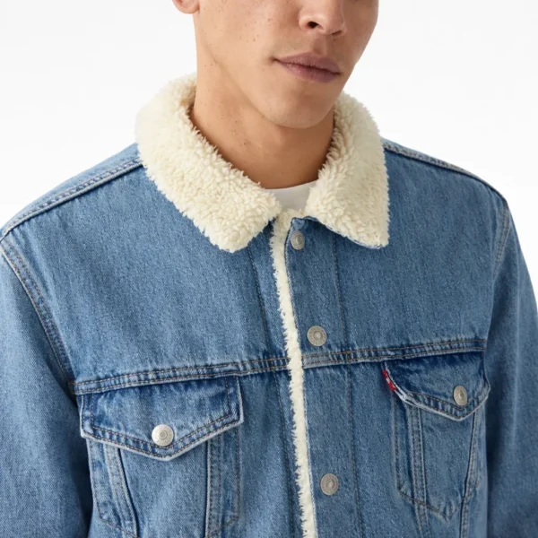 Levi's Trucker Jacket Mens Sherpa  Denim Standard Fit Button Front
