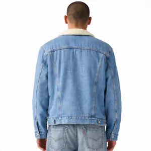 Levi's Trucker Jacket Mens Sherpa  Denim Standard Fit Button Front - Image 3