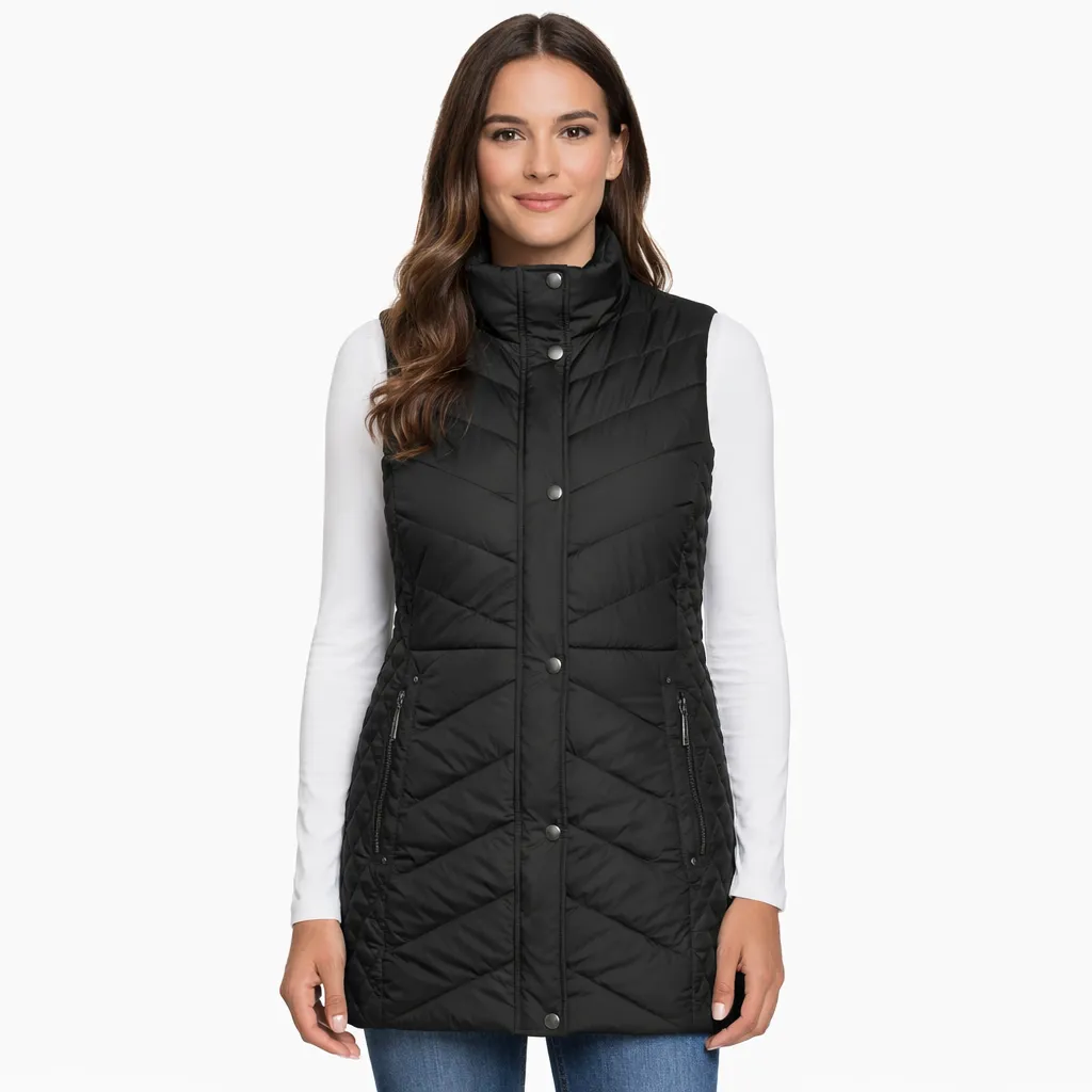Weatherproof Women's Quilted Vest Stylish Warm Black Sz M - Image 1