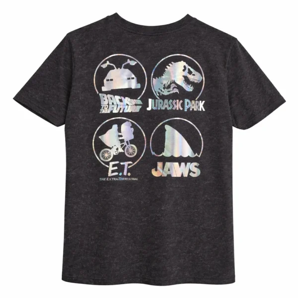 Adult Universal Studio Jaws ET Back To Future Jurassic Park Black T Shirt S-XL