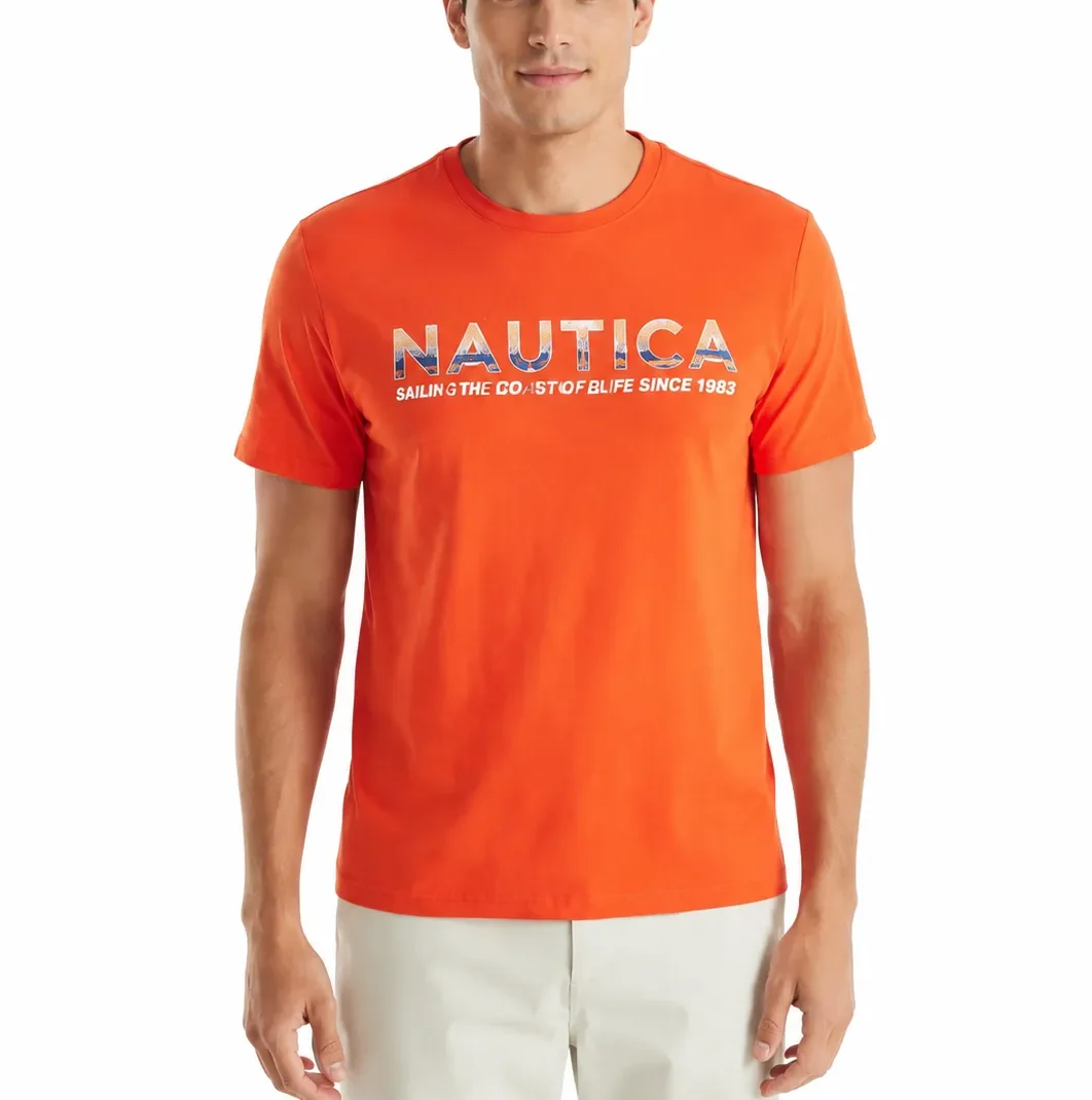 Nautica Men’s Graphic Tee Deep Blue Logo - Image 1