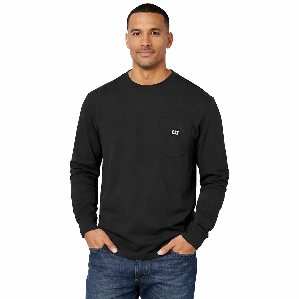CAT Caterpillar Men’s Relaxed Fit Long Sleeve Pocket Tee - Image 2
