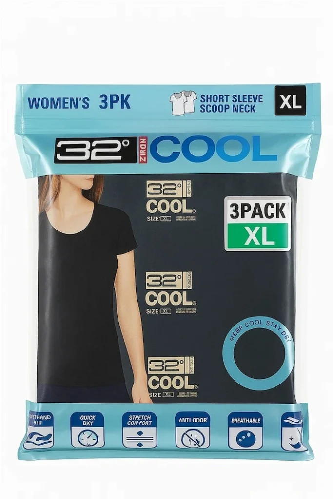 32 Degrees Cool Womens Short Sleeve Scoop Neck 3-PACK