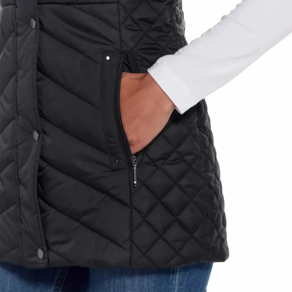 Weatherproof Women's Quilted Vest Stylish Warm Black Sz M