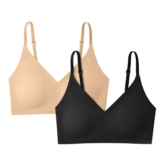 True & Co Women's Wirefree Bra 2-Pack Seamless Comfort