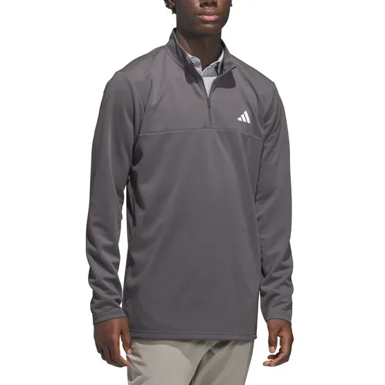 adidas Men’s Quarter Zip Pullover Jacket Regular Fit Zipper Pockets Performance