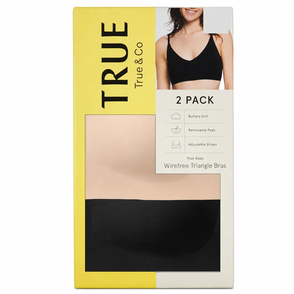 True & Co Women's Wirefree Bra 2-Pack Seamless Comfort - Image 1