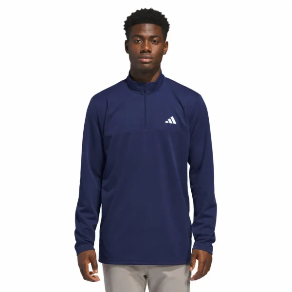 adidas Men’s Quarter Zip Pullover Jacket Regular Fit Zipper Pockets Performance