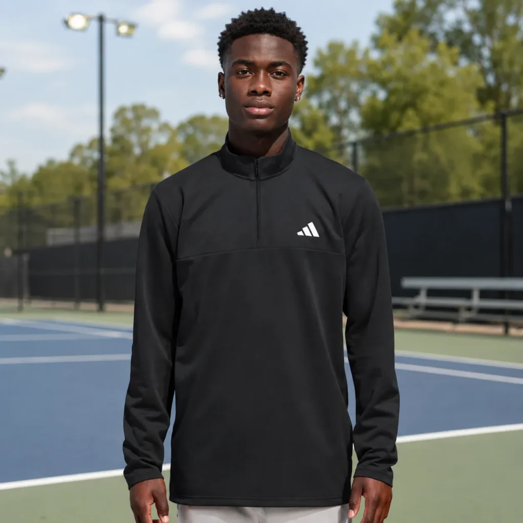adidas Men’s Quarter Zip Pullover Jacket Regular Fit Zipper Pockets Performance