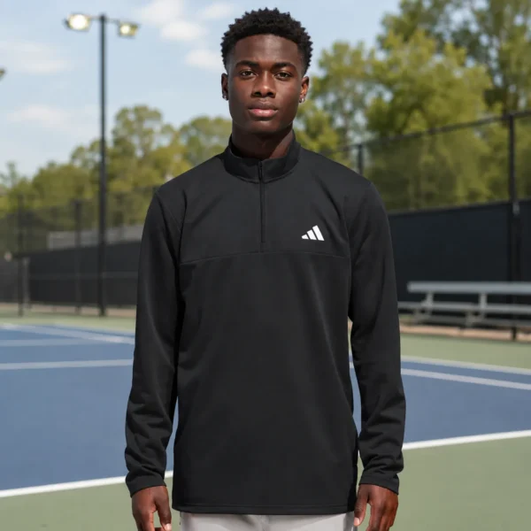 adidas Men’s Quarter Zip Pullover Jacket Regular Fit Zipper Pockets Performance