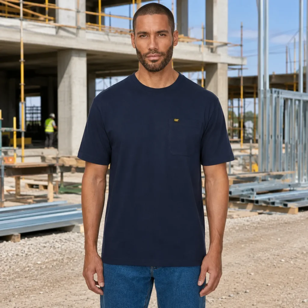 CAT Men’s Pocket T-Shirt Short Sleeve New