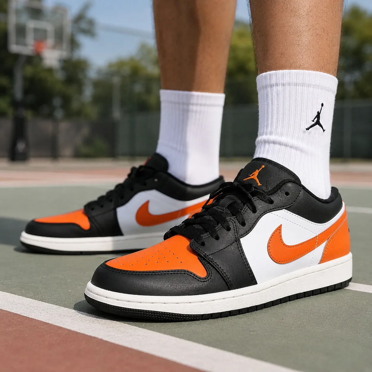 Nike Air Jordan 1 Low Men’s Sneakers Black Orange White - Image 2