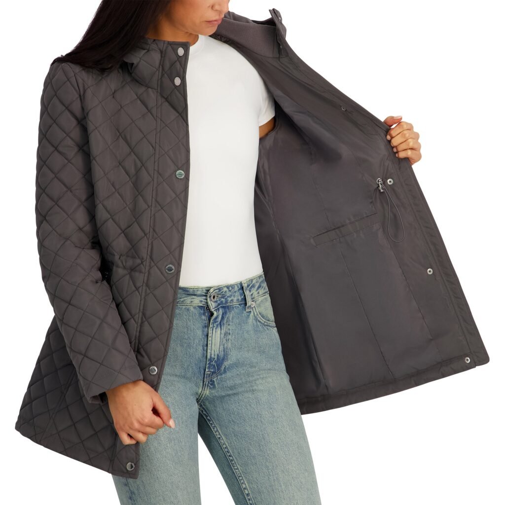 Kenneth Cole Women's Quilted Jacket - Lightweight with Adjustable Hood