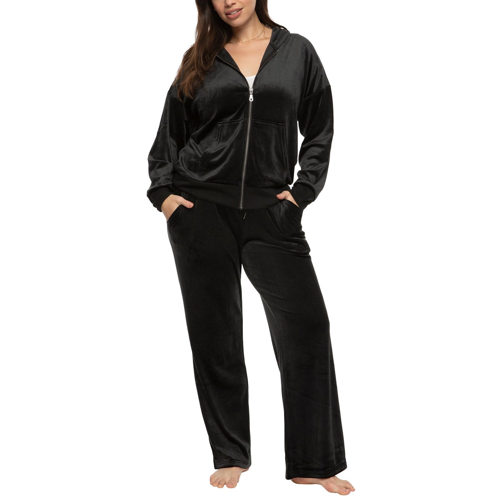 Felina Women's Track Suit - Velour Full-Zip Hoodie and Open Bottom Pant - Image 15