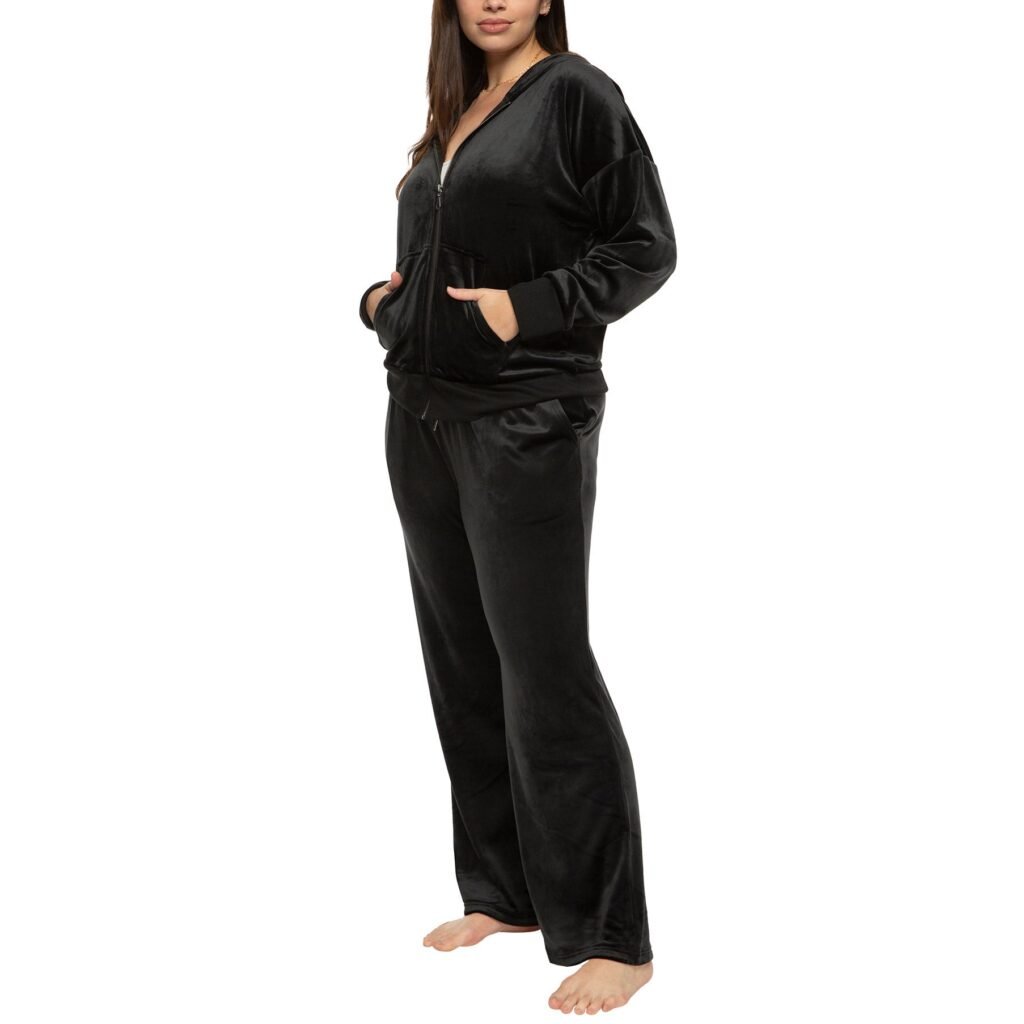 Felina Women's Track Suit - Velour Full-Zip Hoodie and Open Bottom Pant