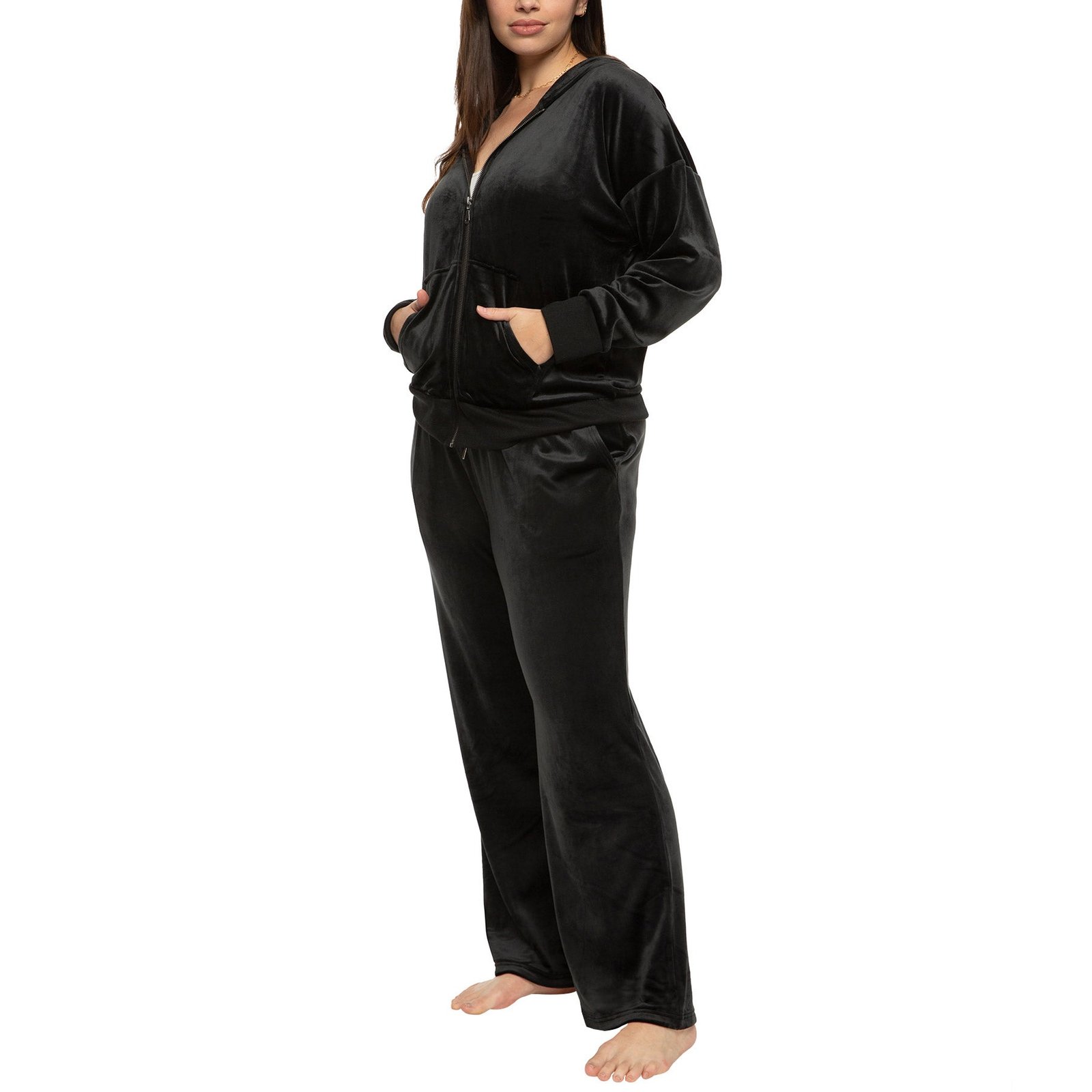 Felina Women's Track Suit - Velour Full-Zip Hoodie and Open Bottom Pant - Image 16