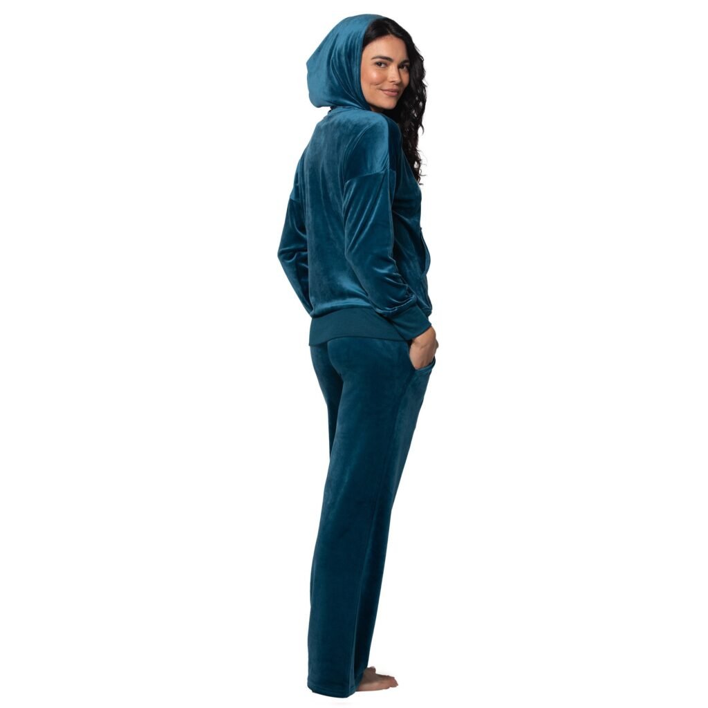 Felina Women's Track Suit - Velour Full-Zip Hoodie and Open Bottom Pant