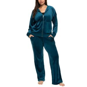 Felina Women's Track Suit - Velour Full-Zip Hoodie and Open Bottom Pant - Image 3