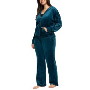 Felina Women's Track Suit - Velour Full-Zip Hoodie and Open Bottom Pant - Image 4