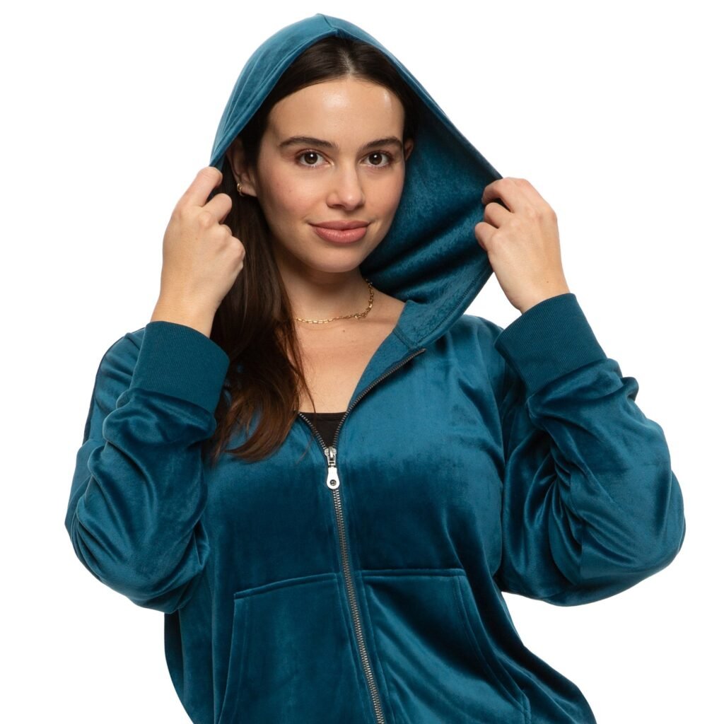 Felina Women's Track Suit - Velour Full-Zip Hoodie and Open Bottom Pant