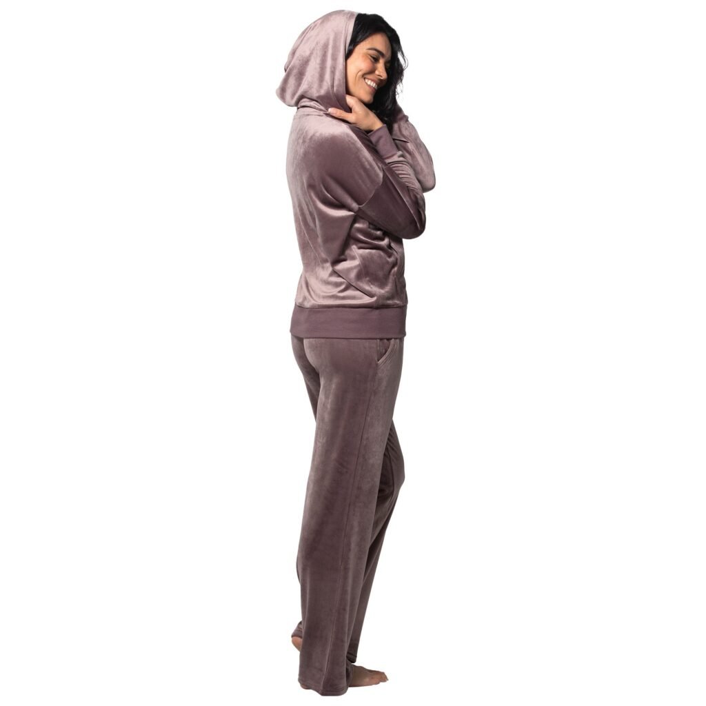 Felina Women's Track Suit - Velour Full-Zip Hoodie and Open Bottom Pant