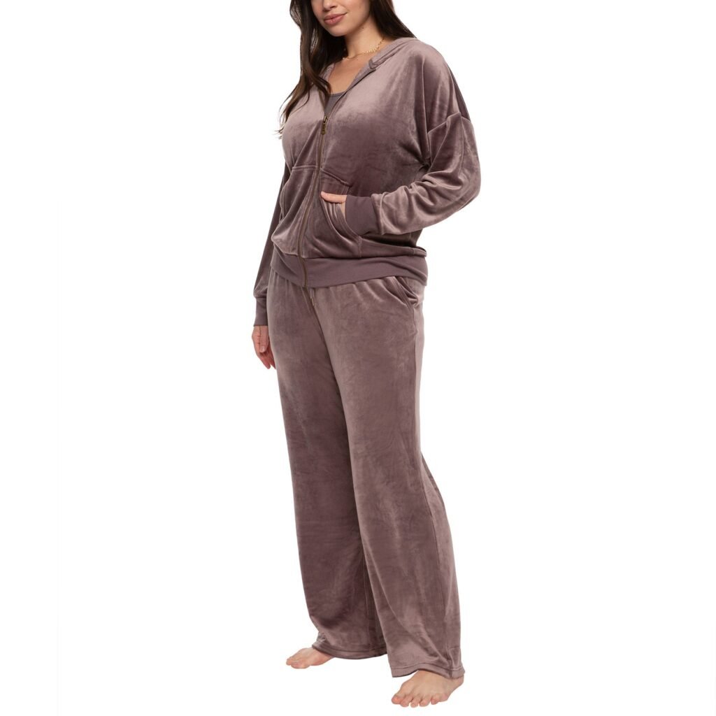 Felina Women's Track Suit - Velour Full-Zip Hoodie and Open Bottom Pant