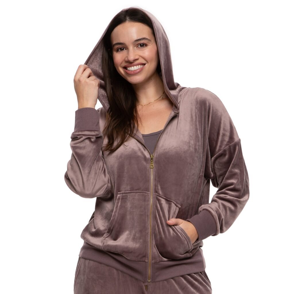 Felina Women's Track Suit - Velour Full-Zip Hoodie and Open Bottom Pant