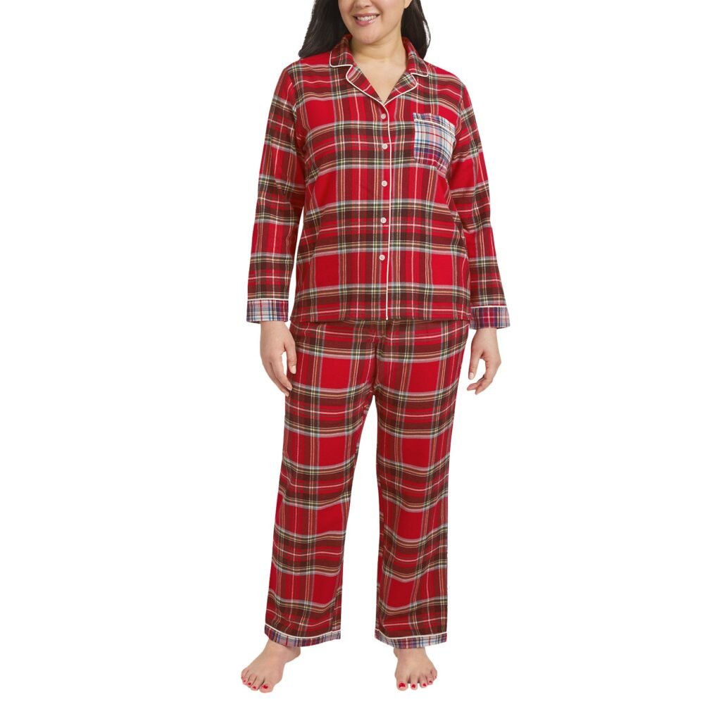 Lands' End Women's Pajama Set - 2-Piece Cotton Flannel