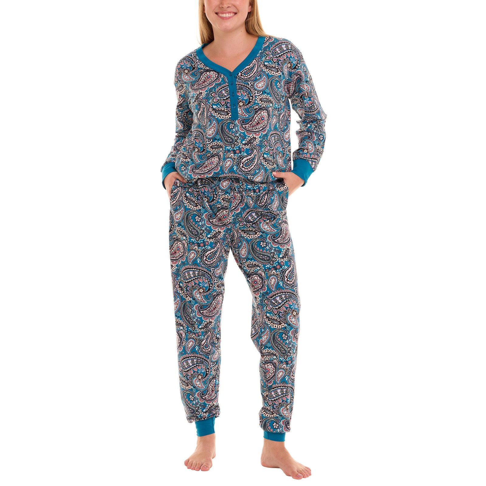 Vera Bradley Women's Cotton PJ Set - Henley Collar & Jogger Style - Image 2