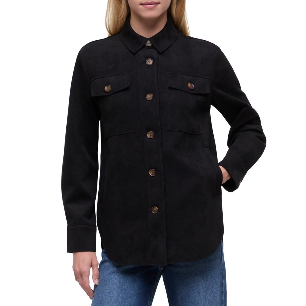Banana Republic Women's Faux Suede Shirt Jacket – Regular Fit, Soft Fabric