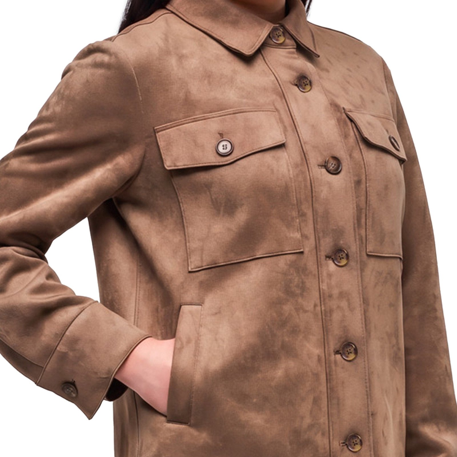 Banana Republic Women's Faux Suede Shirt Jacket – Regular Fit, Soft Fabric - Image 6