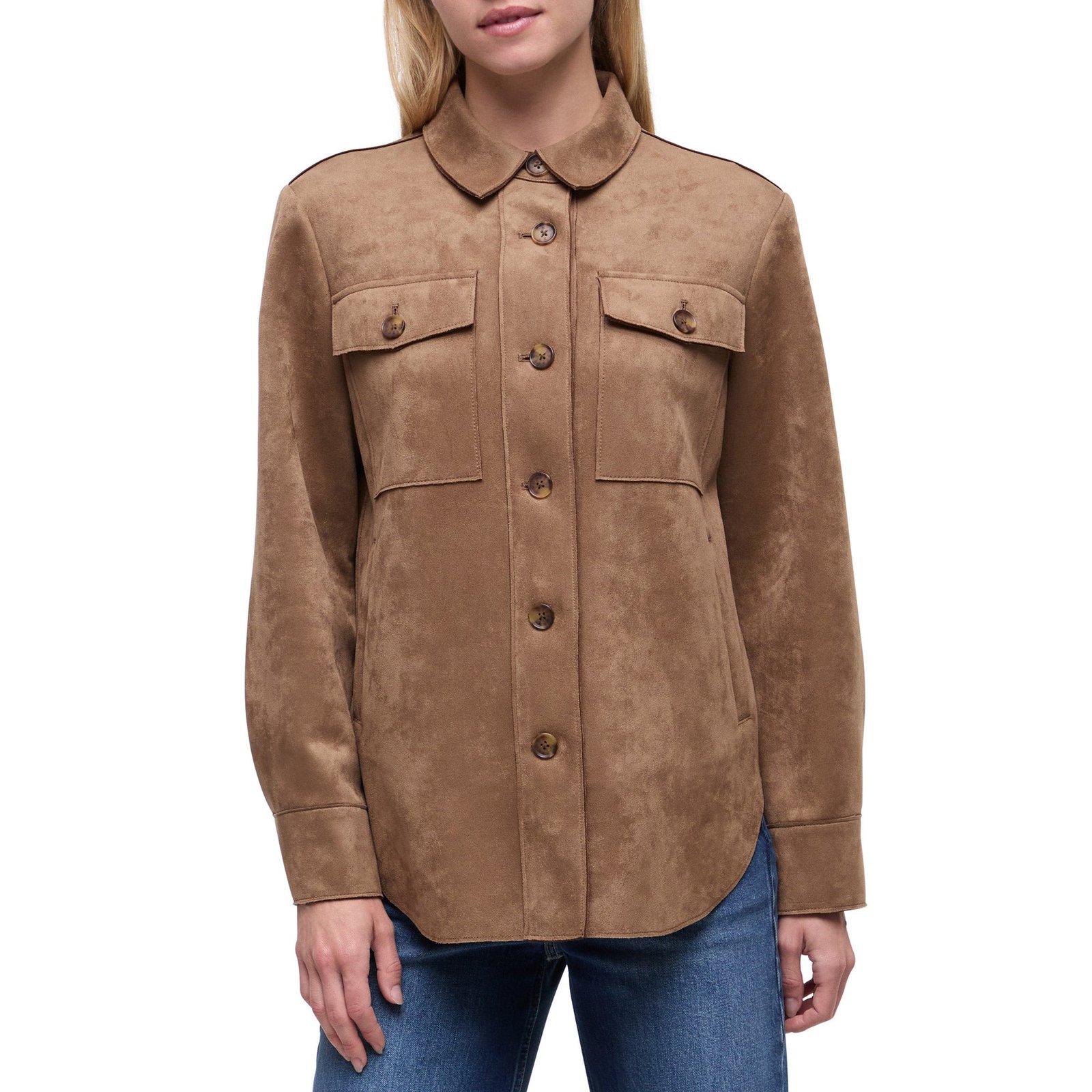 Banana Republic Women's Faux Suede Shirt Jacket – Regular Fit, Soft Fabric - Image 2