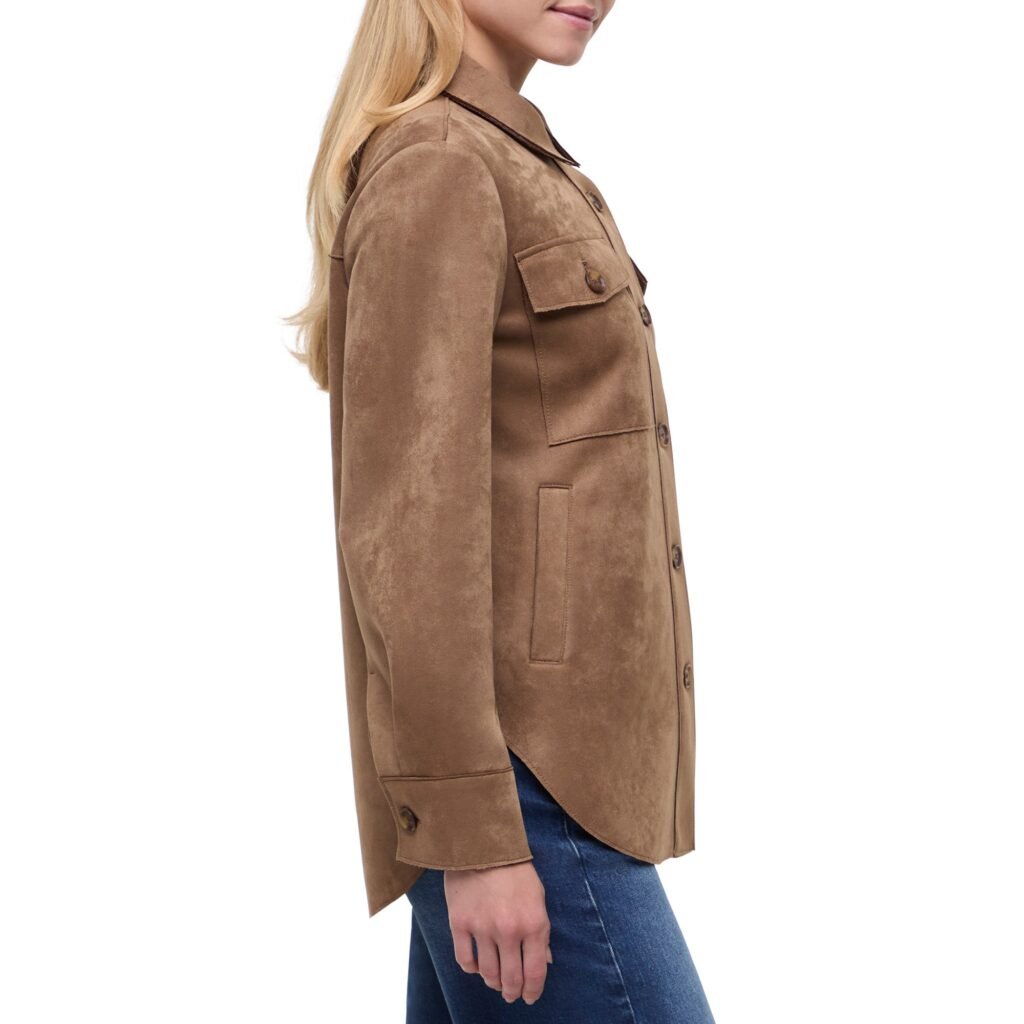 Banana Republic Women's Faux Suede Shirt Jacket – Regular Fit, Soft Fabric
