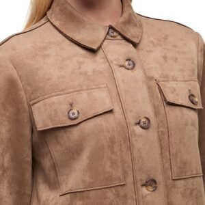 Banana Republic Women's Faux Suede Shirt Jacket – Regular Fit, Soft Fabric - Image 4